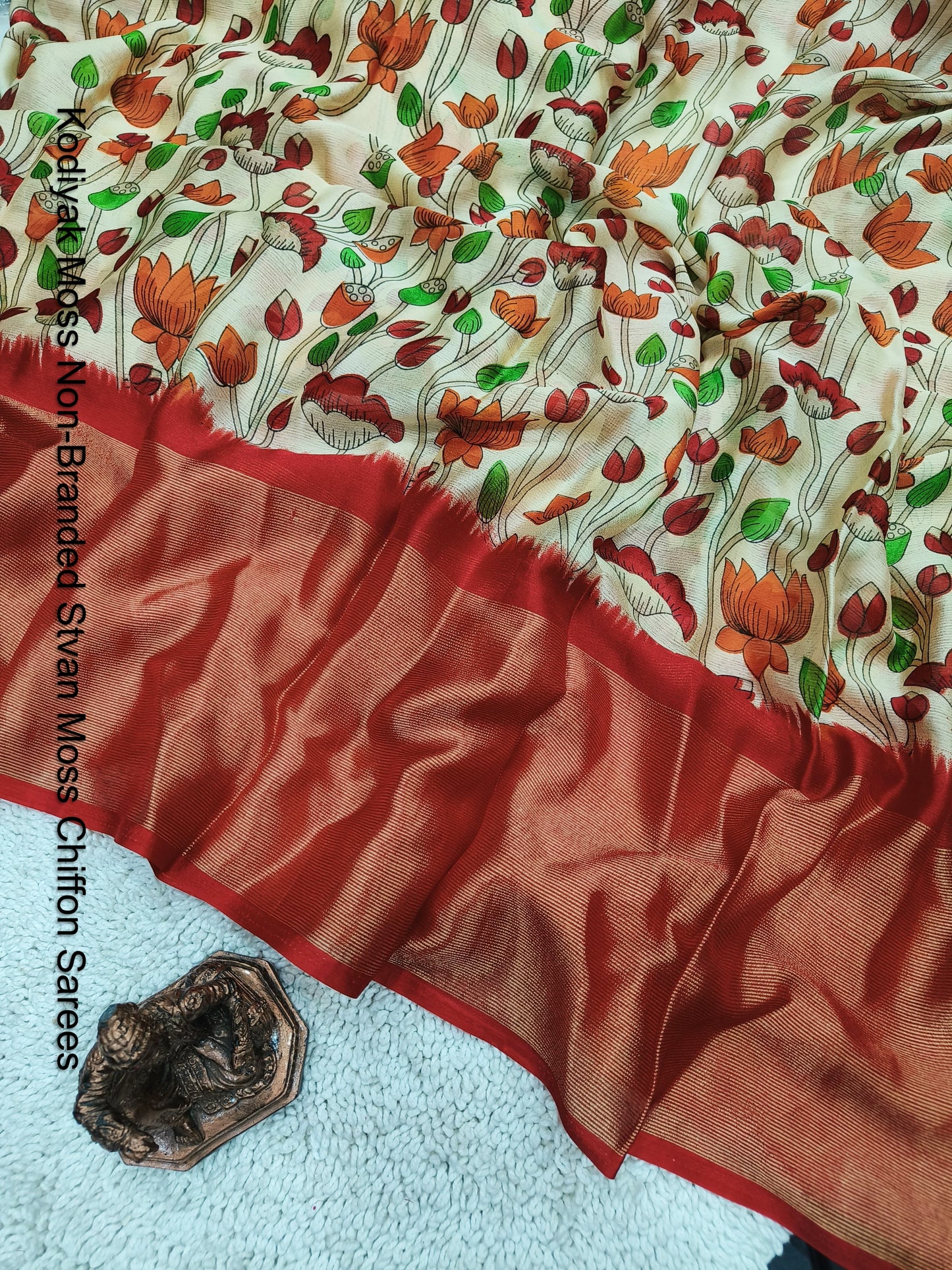 Kodiyak Moss Non-Branded Stvan Moss Chiffon Sarees