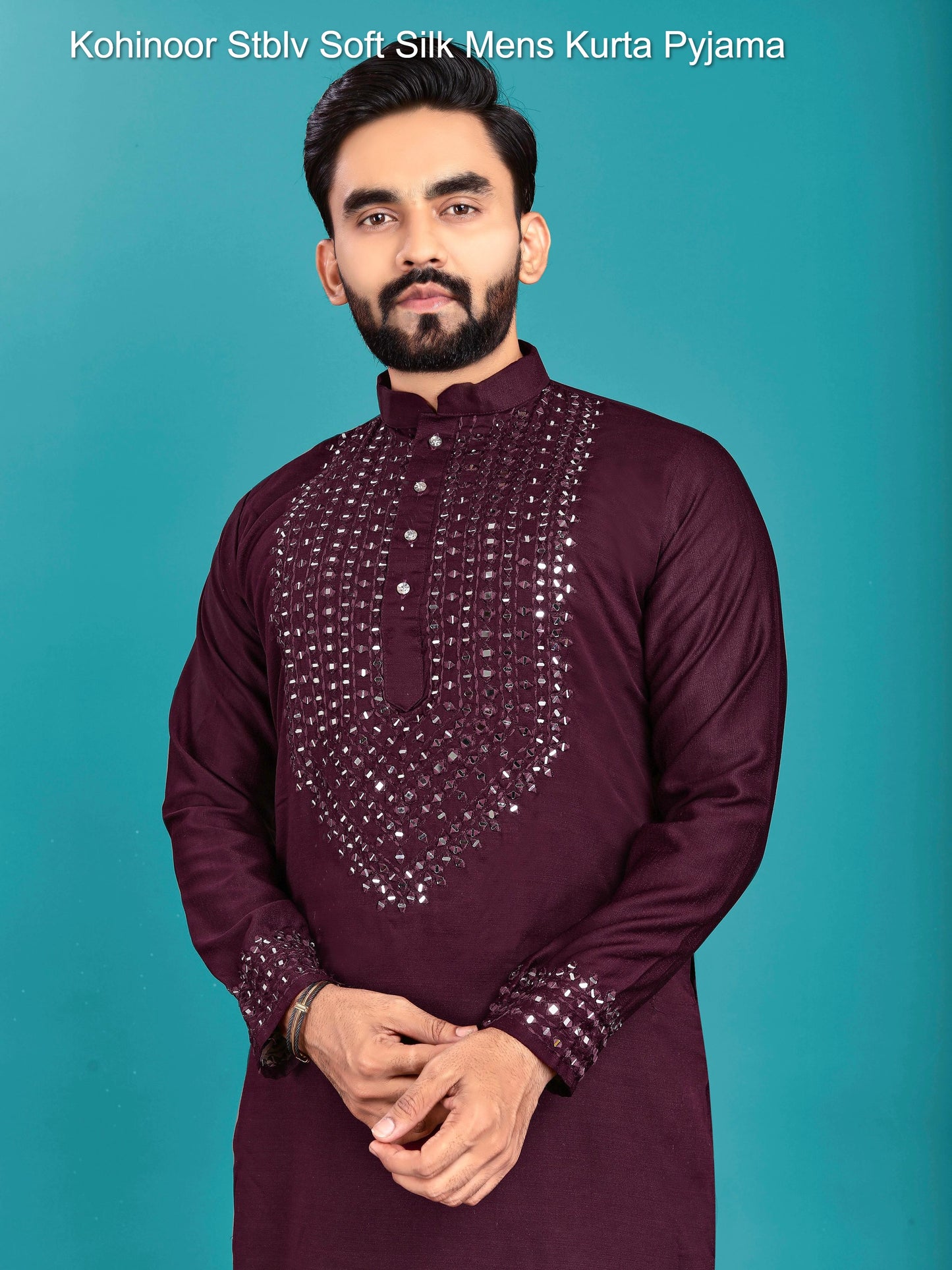 Kohinoor Stblv Soft Silk Mens Kurta Pyjama