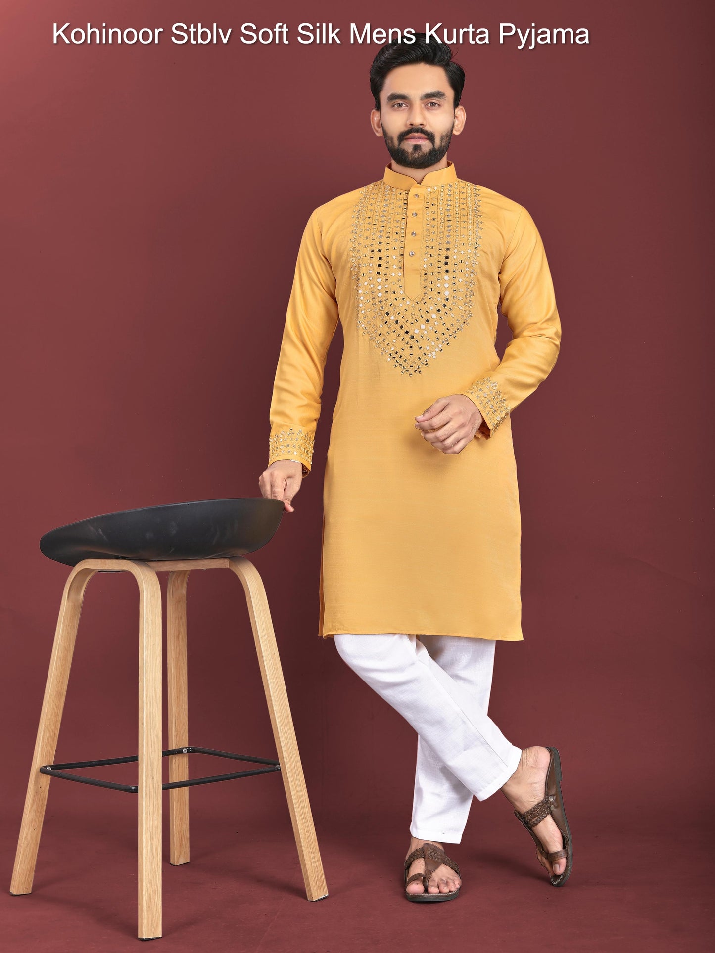 Kohinoor Stblv Soft Silk Mens Kurta Pyjama