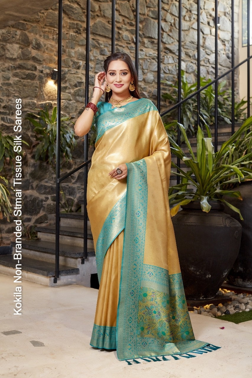 Kokila Non-Branded Stmai Tissue Silk Sarees