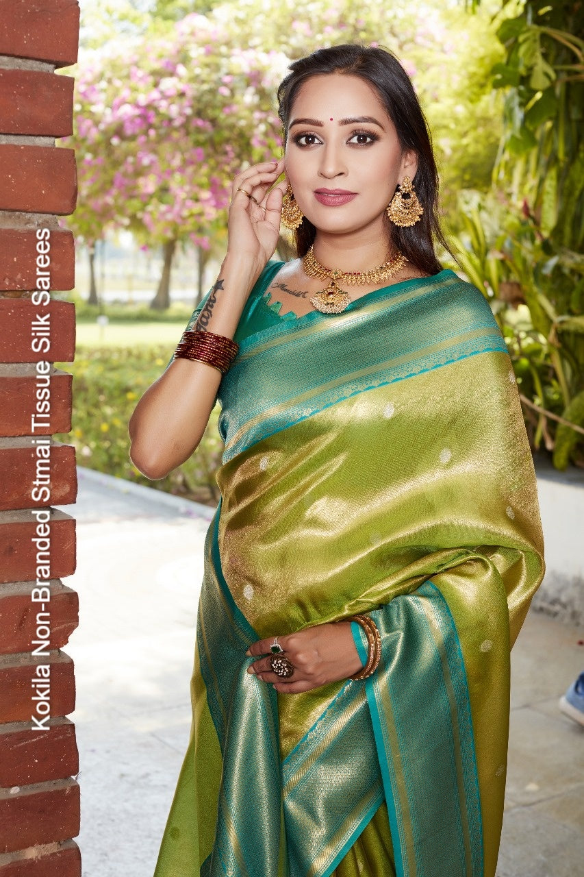 Kokila Non-Branded Stmai Tissue Silk Sarees