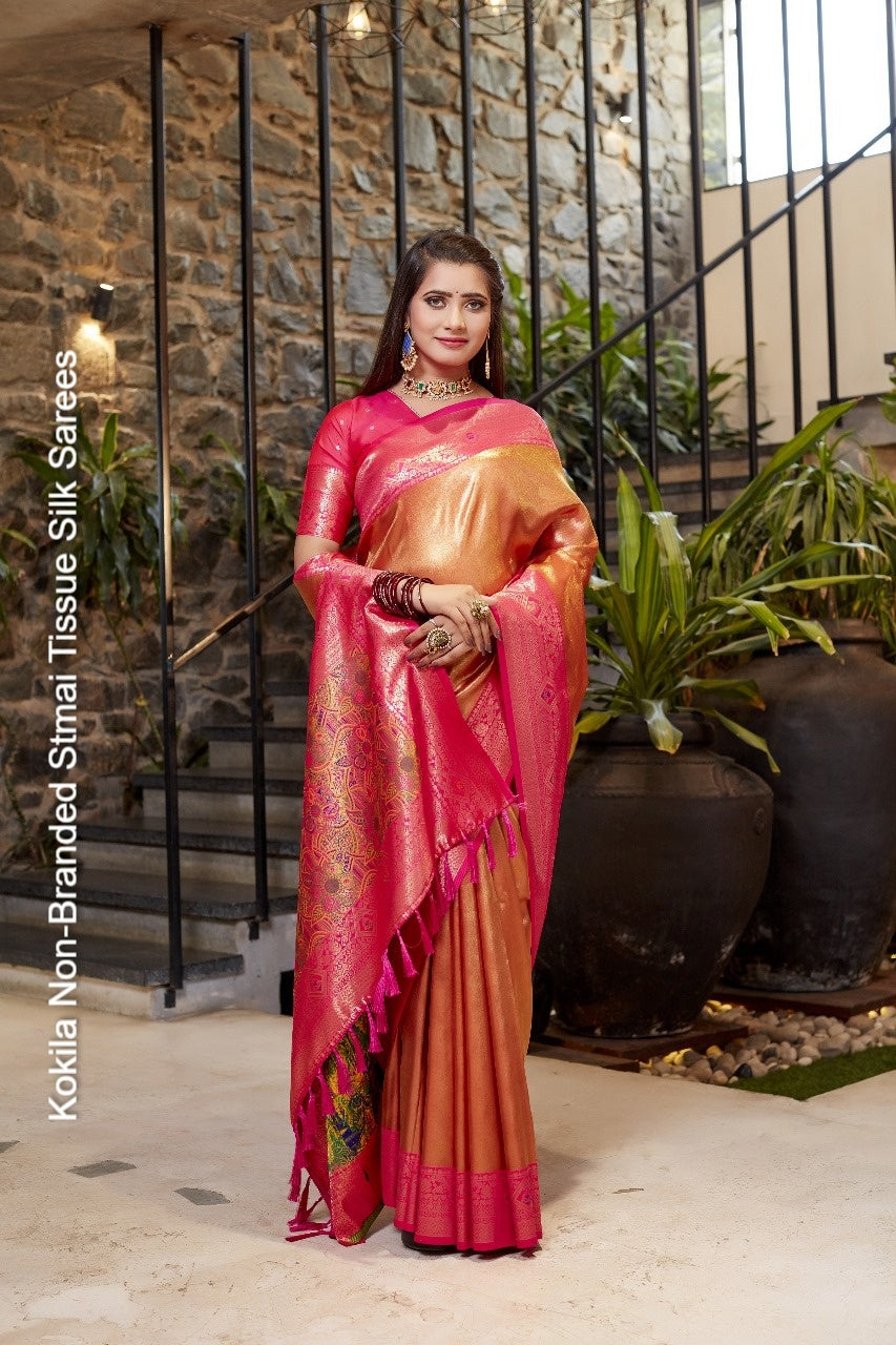 Kokila Non-Branded Stmai Tissue Silk Sarees