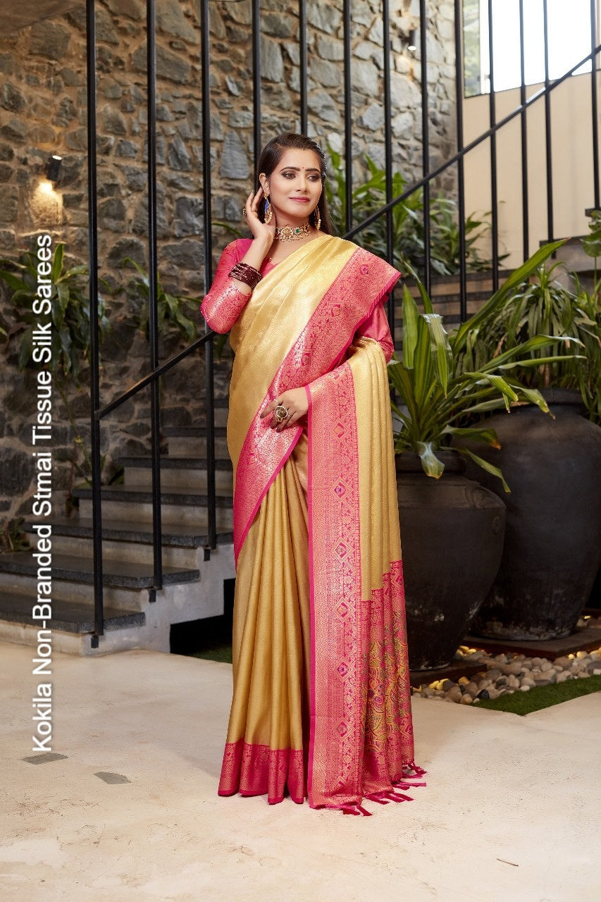 Kokila Non-Branded Stmai Tissue Silk Sarees