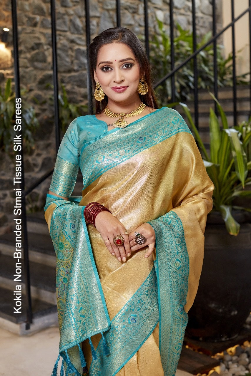 Kokila Non-Branded Stmai Tissue Silk Sarees