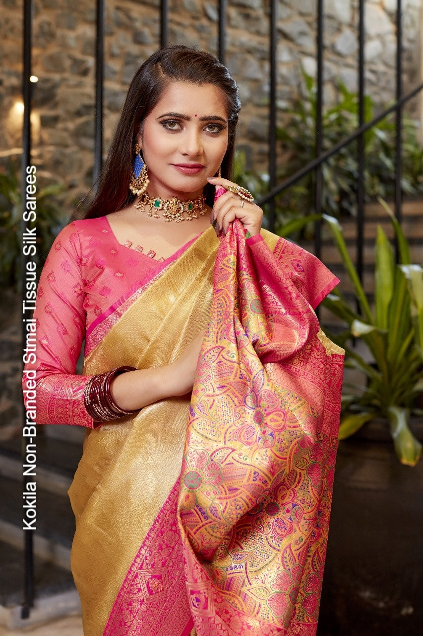 Kokila Non-Branded Stmai Tissue Silk Sarees