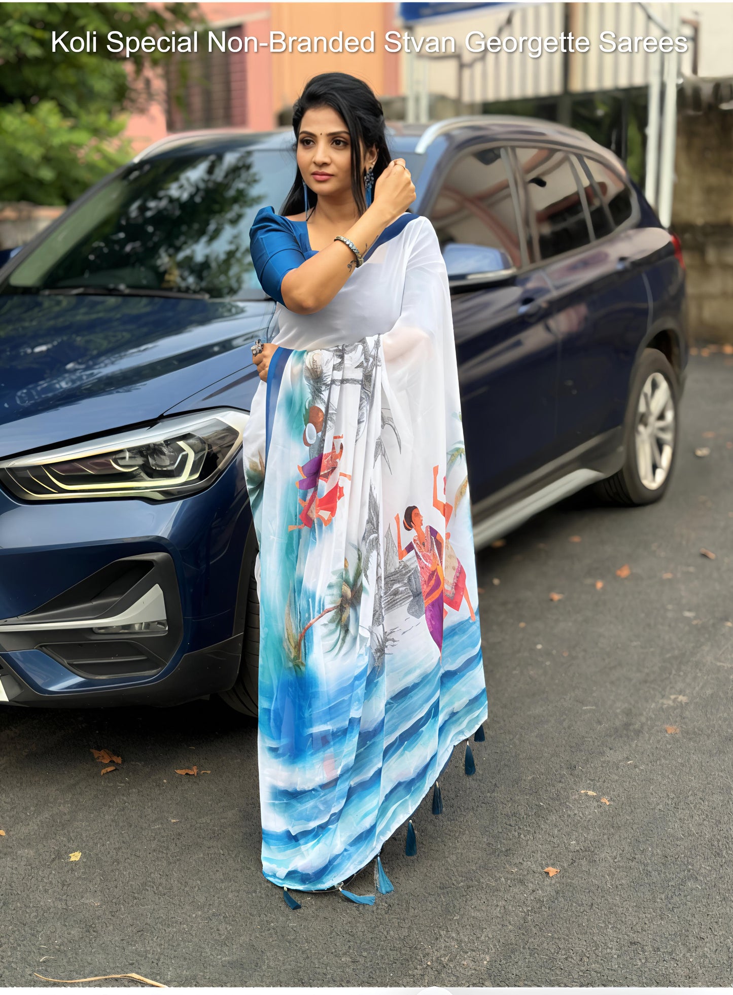 Koli Special Non-Branded Stvan Georgette Sarees