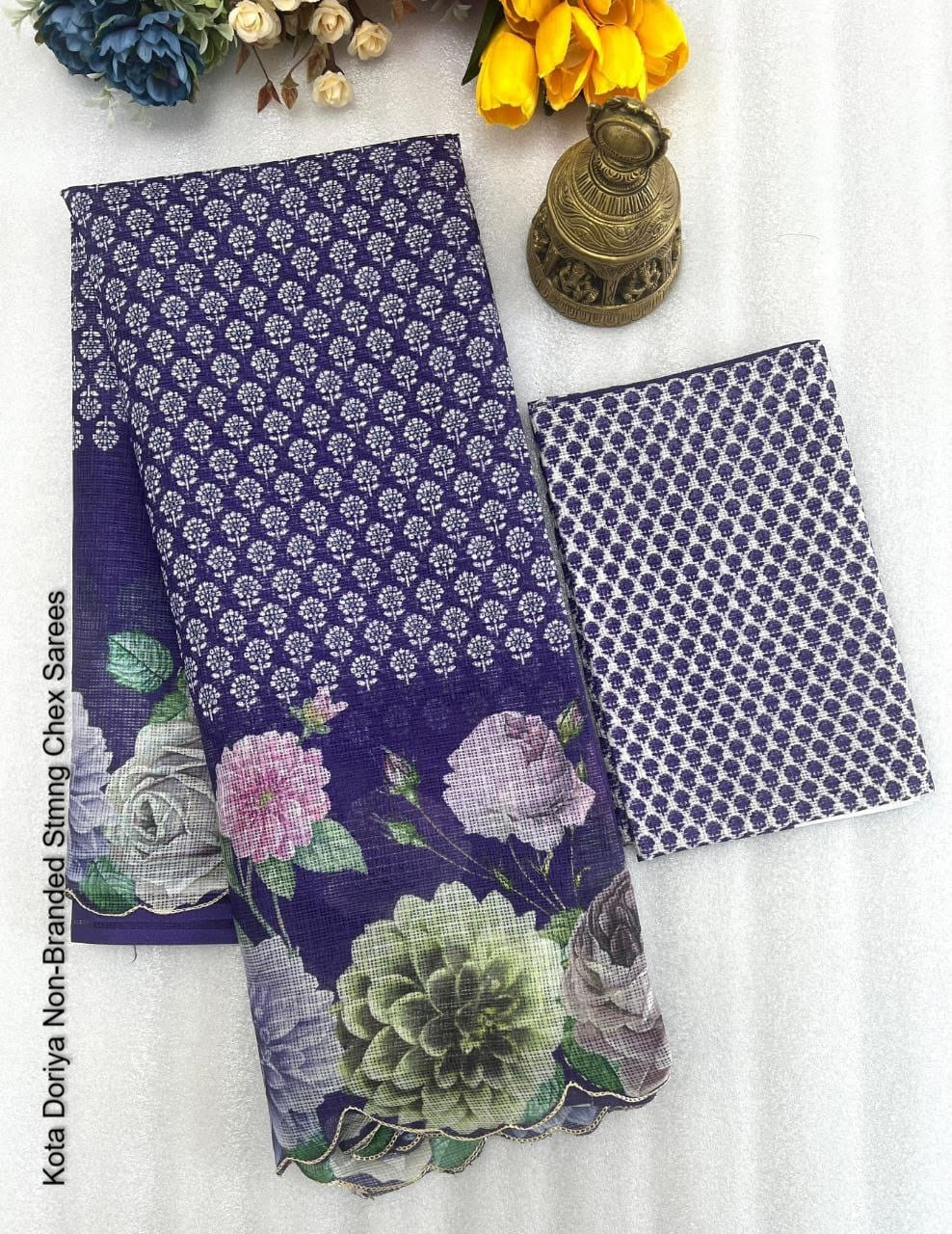 Kota Doriya Non-Branded Stmng Chex Sarees