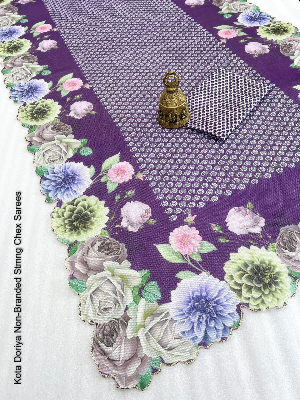 Kota Doriya Non-Branded Stmng Chex Sarees