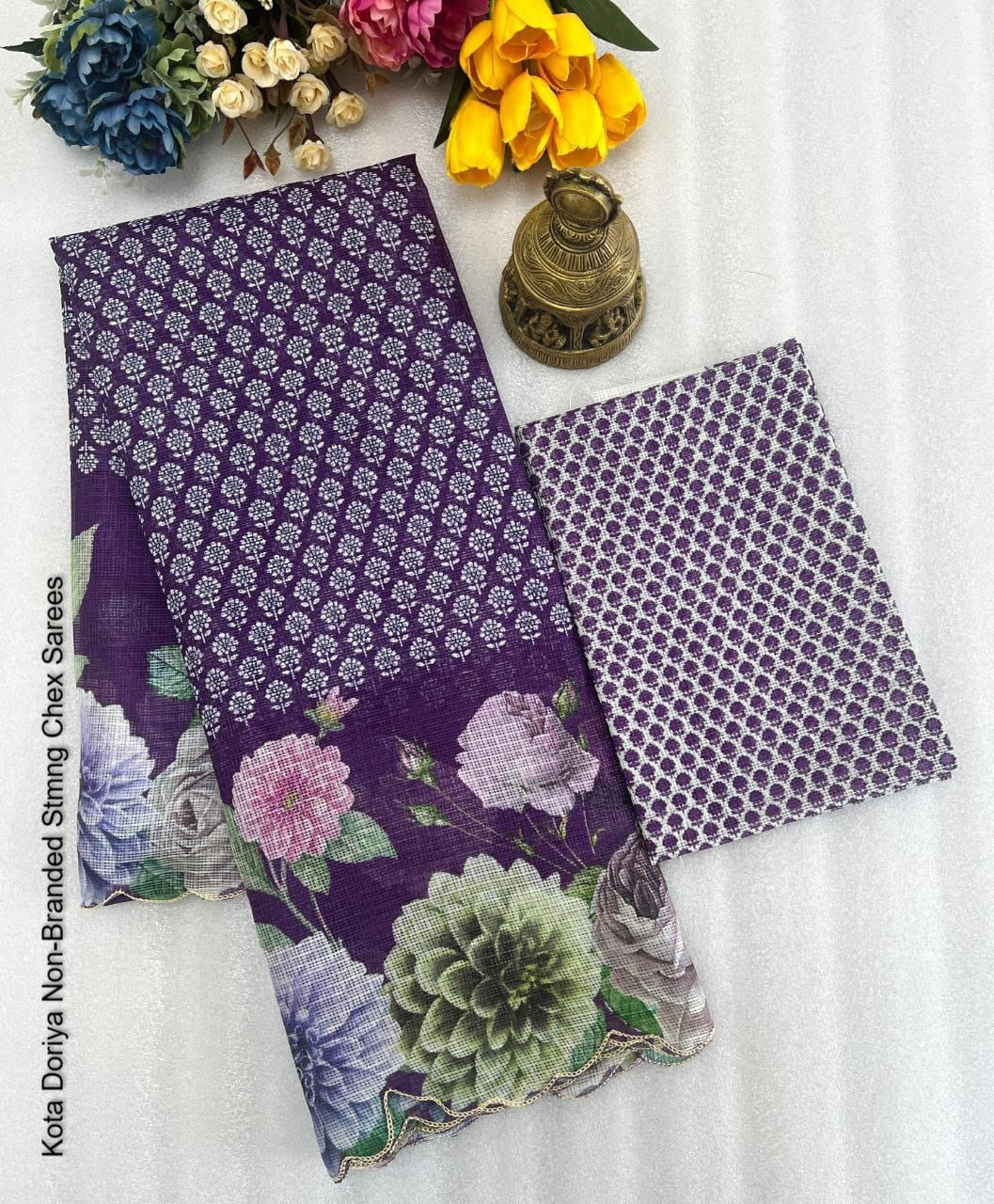 Kota Doriya Non-Branded Stmng Chex Sarees