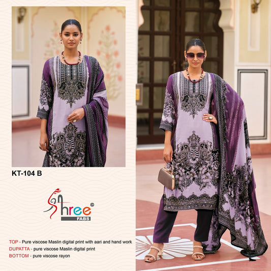 Kt-104 B Shree Fabs Printed Karachi Unstitched Suits