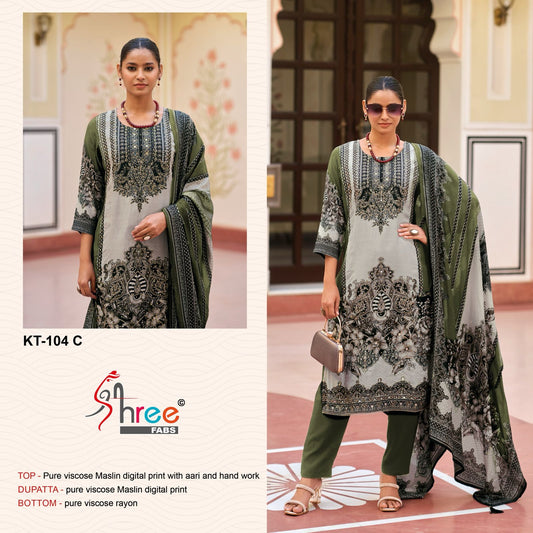 Kt-104 C Shree Fabs Printed Karachi Unstitched Suits