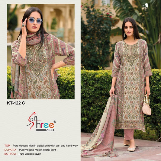 Kt-122 C Shree Fabs Printed Karachi Unstitched Suits