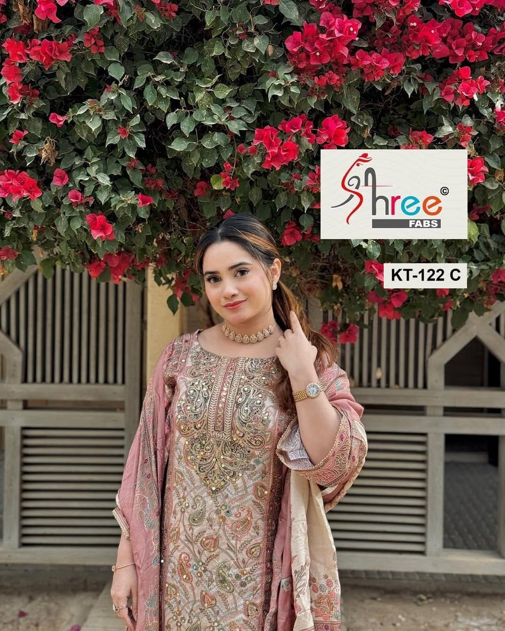 Kt-122 C Shree Fabs Printed Karachi Unstitched Suits