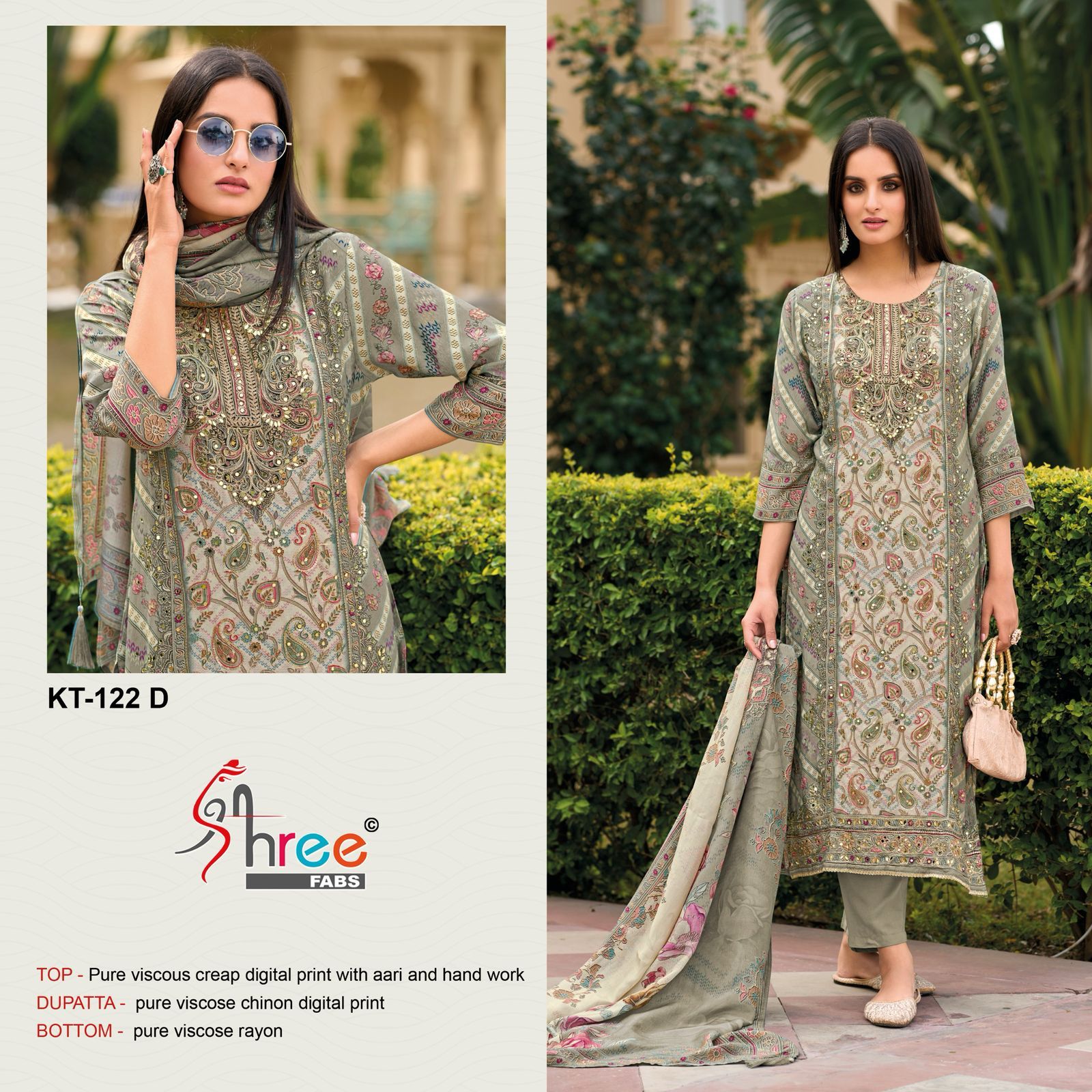 Kt-122D Shree Fabs Pure Viscose Pakistani Salwar Suits