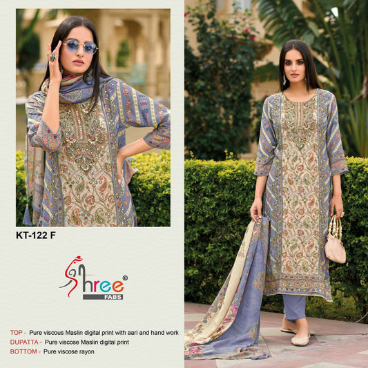 Kt-122 F Shree Fabs Printed Karachi Unstitched Suits