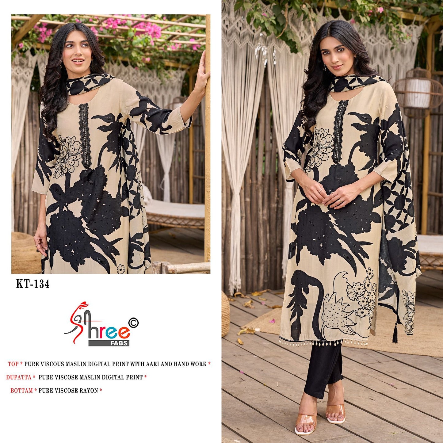 Kt-134 Shree Fabs Pure Viscose Pakistani Salwar Suits