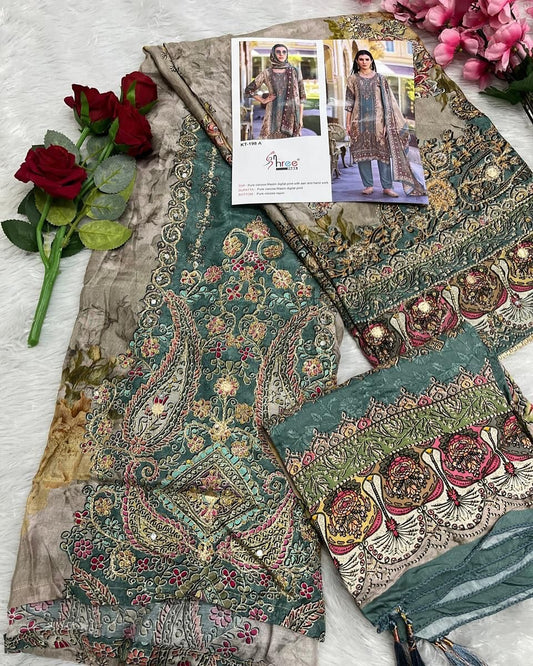 Kt-198 A Shree Fabs Viscose Muslin Pakistani Salwar Suits