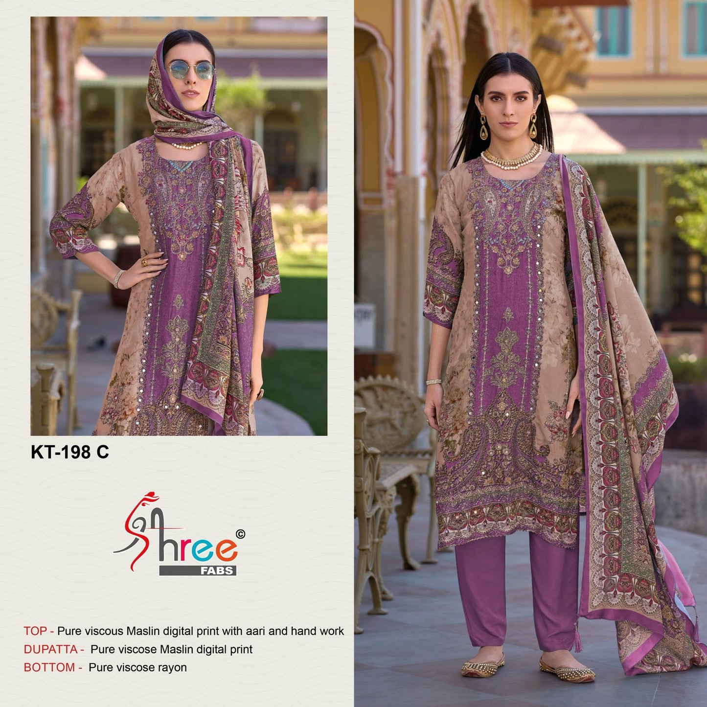 Kt-198 C Shree Fabs Viscose Muslin Pakistani Salwar Suits