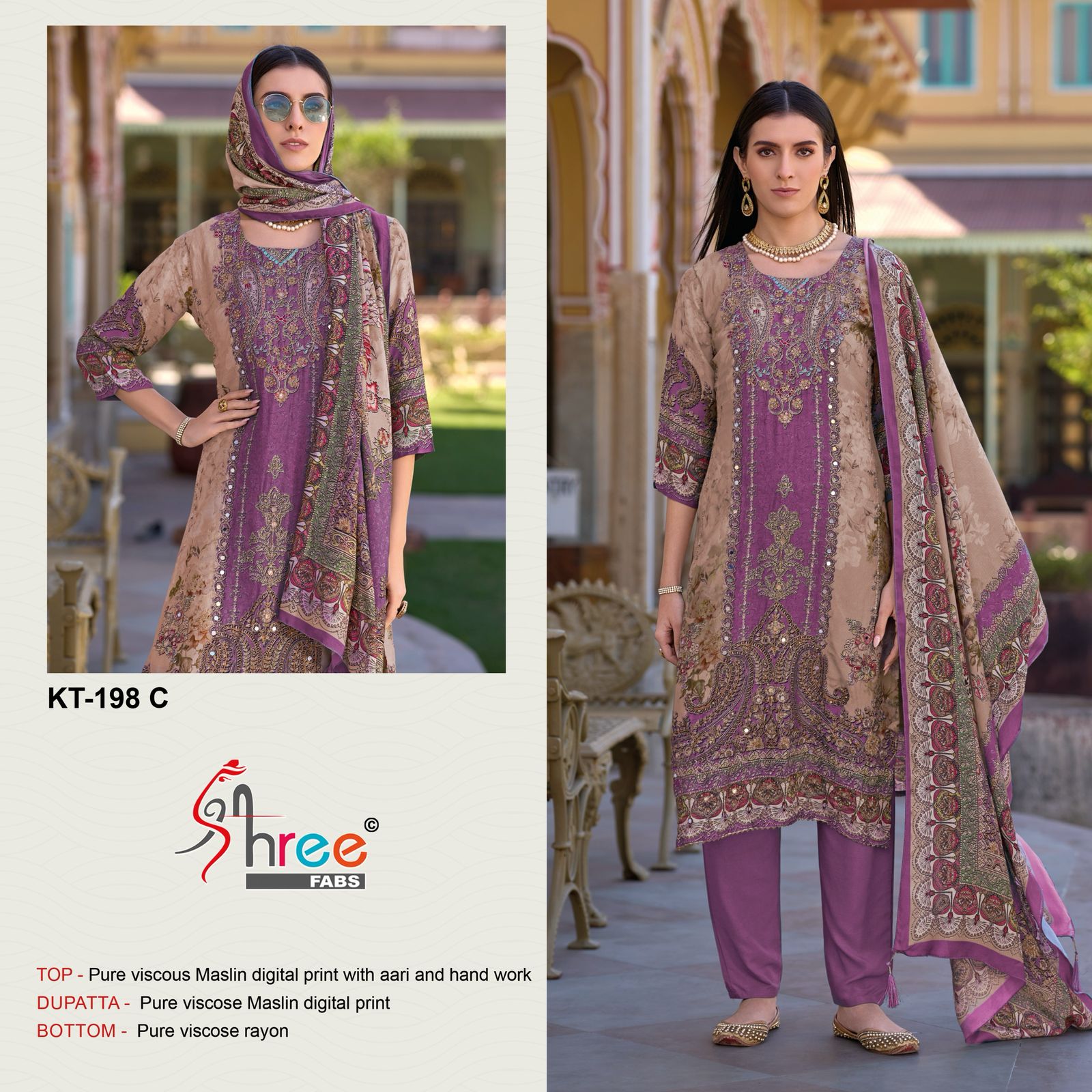 Kt-198 C Shree Fabs Viscose Muslin Pakistani Salwar Suits