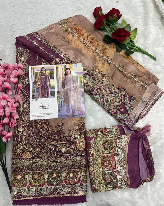 Kt-198 C Shree Fabs Viscose Muslin Pakistani Salwar Suits