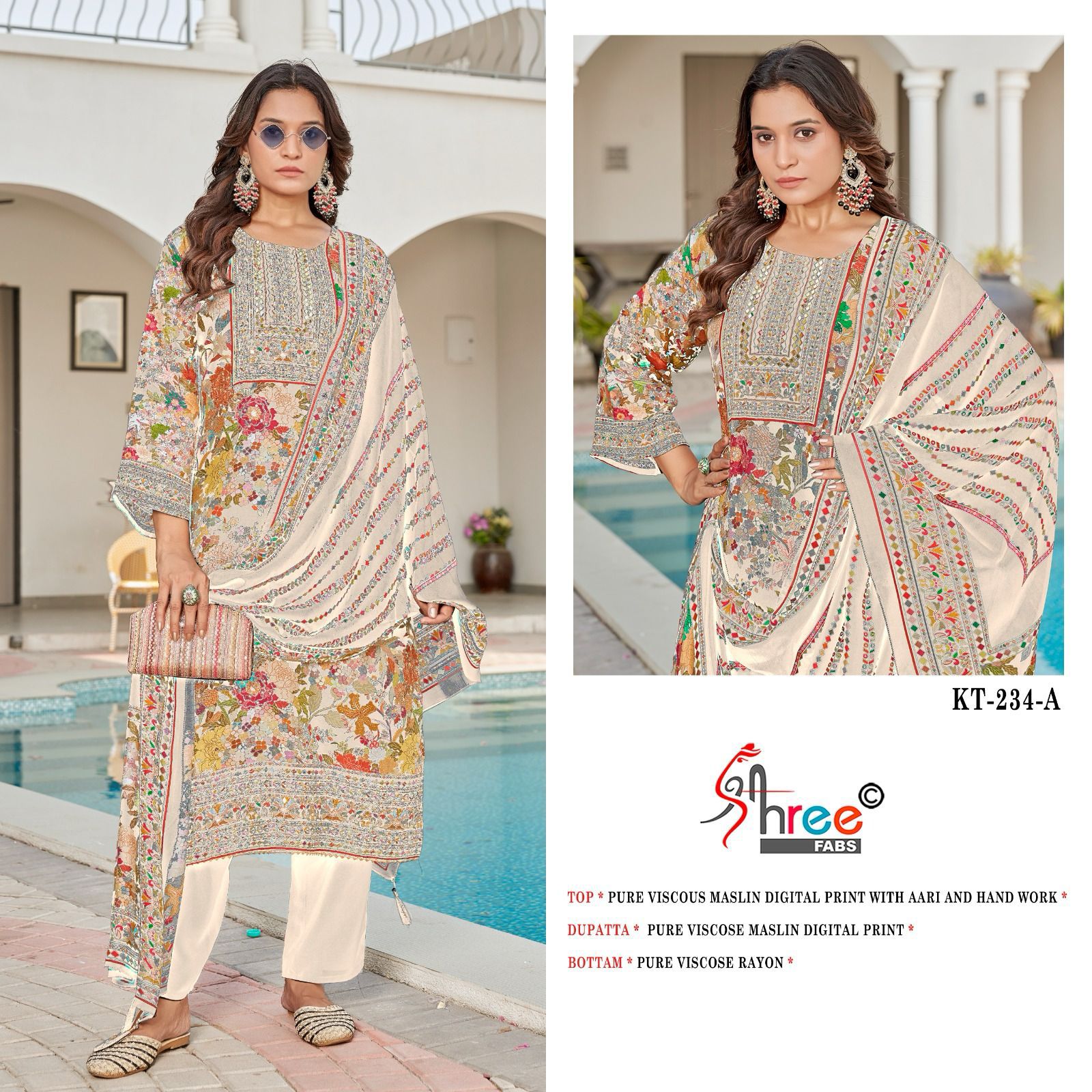Kt-234 A Shree Fabs Printed Karachi Unstitched Suits