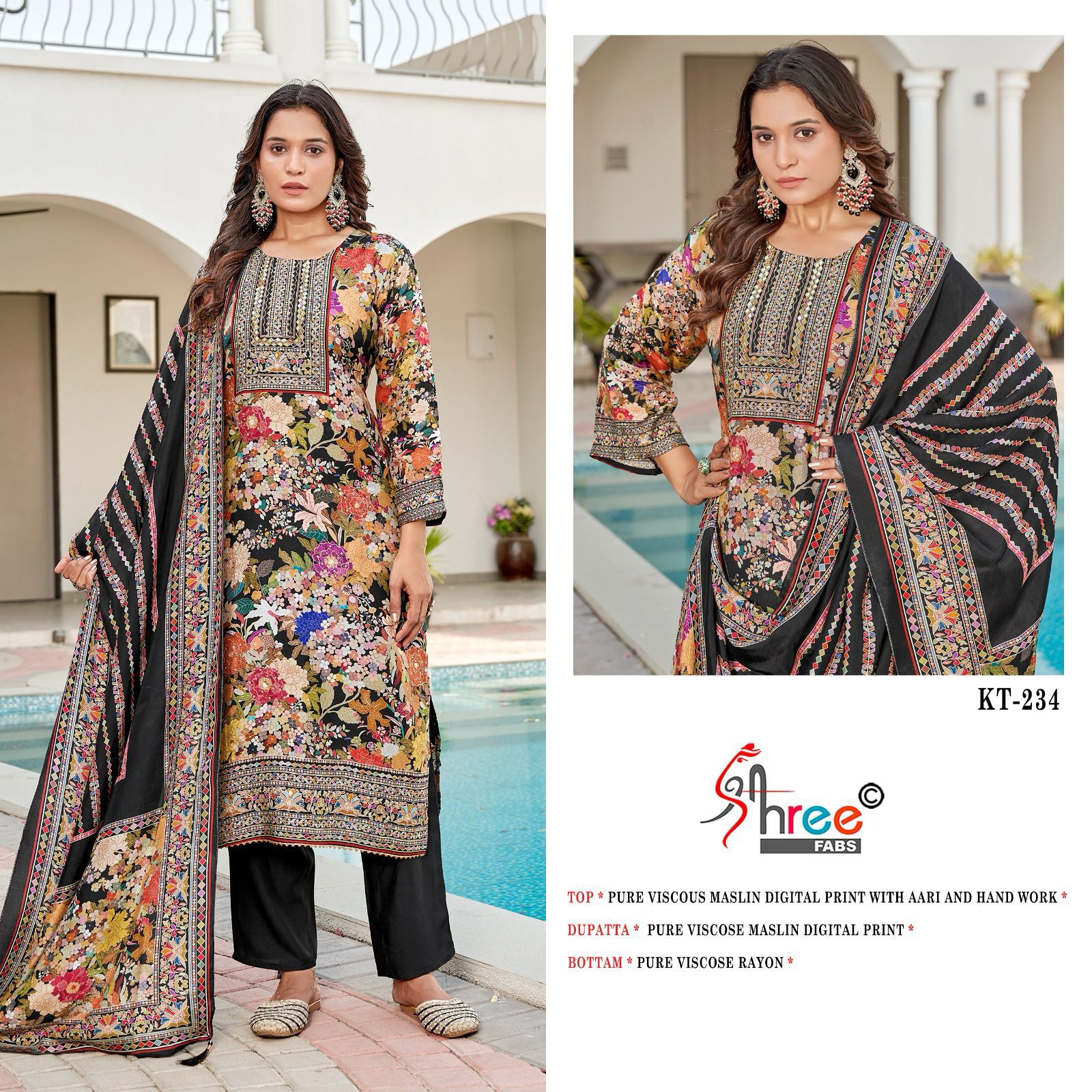Kt-234 Shree Fabs Printed Karachi Unstitched Suits