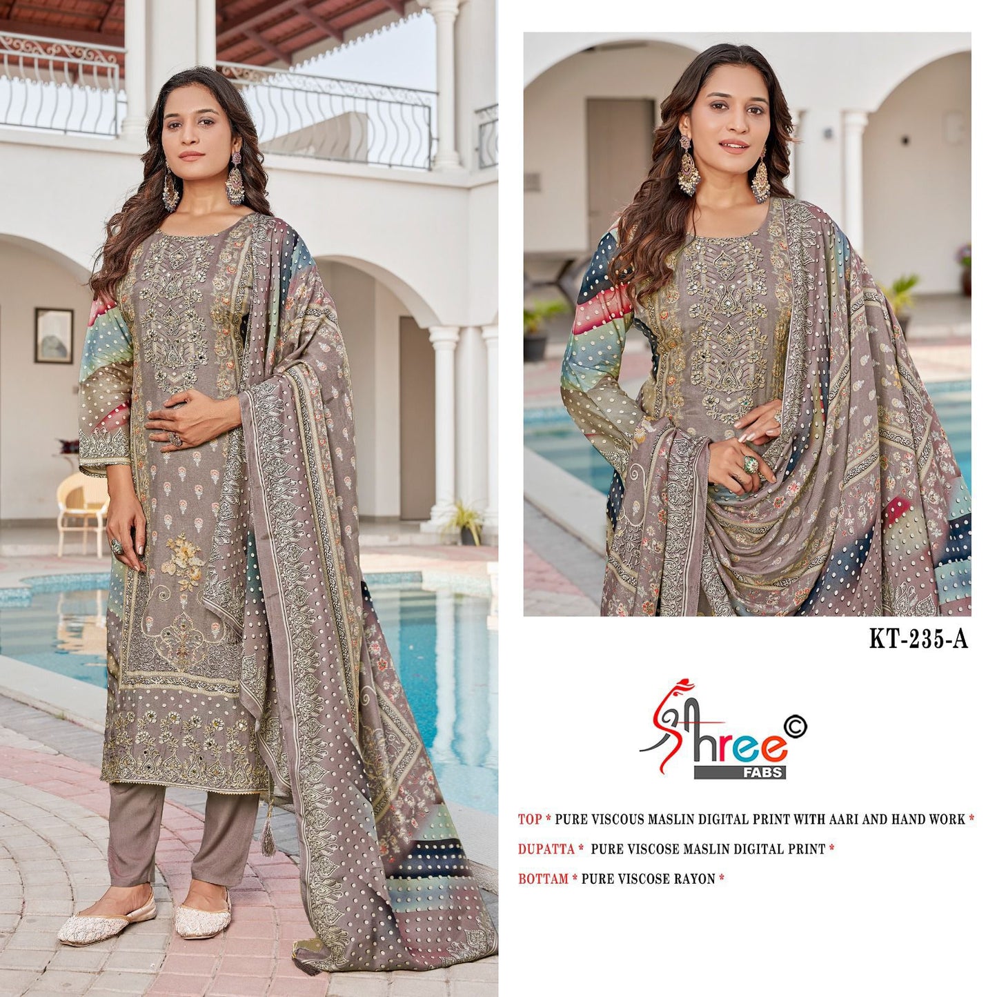 Kt-235-A Shree Fabs Printed Karachi Unstitched Suits