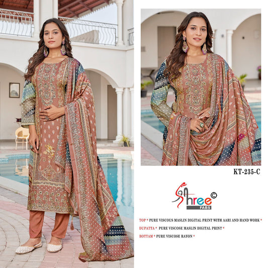 Kt-235-C Shree Fabs Printed Karachi Unstitched Suits