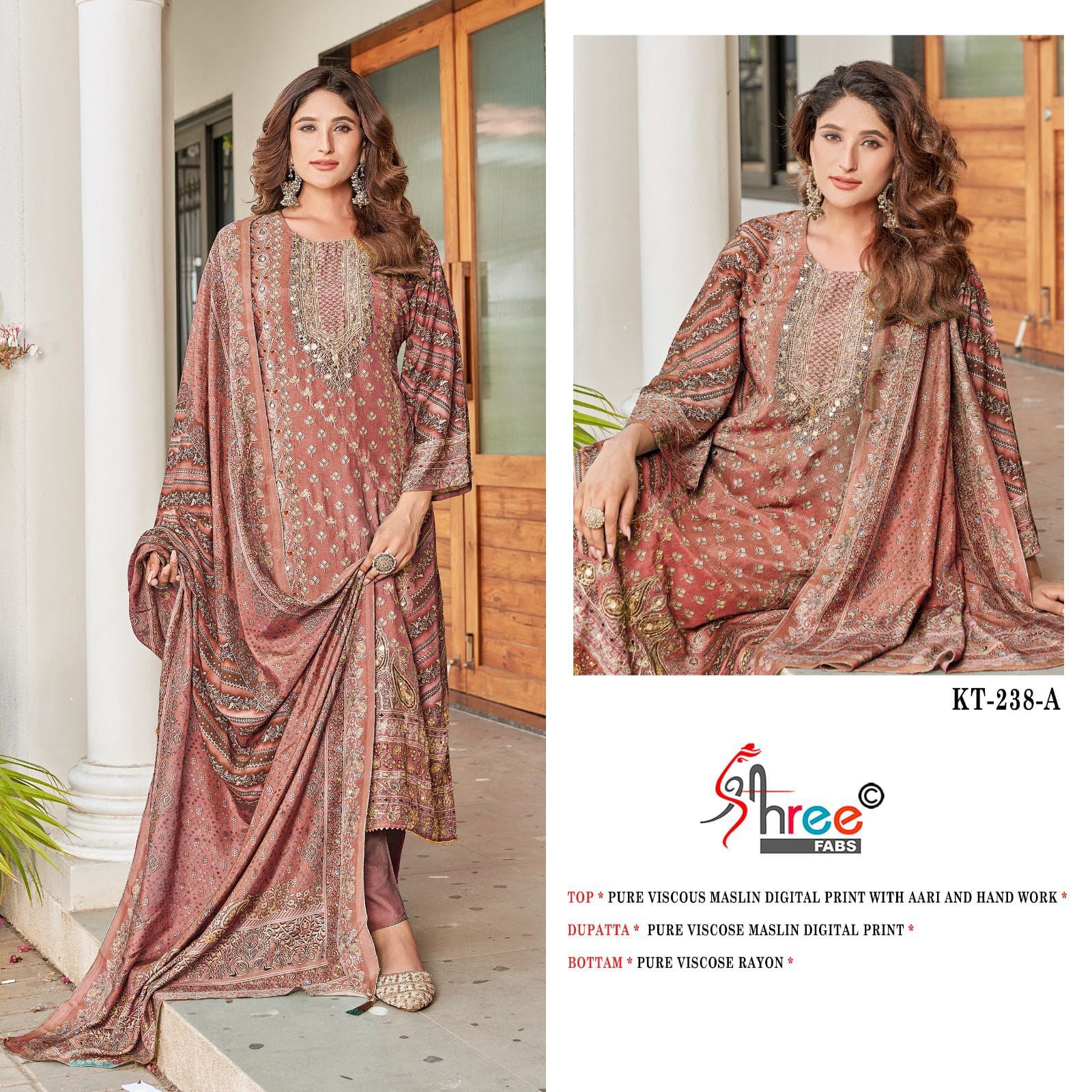 Kt-238-A Shree Fabs Printed Karachi Unstitched Suits