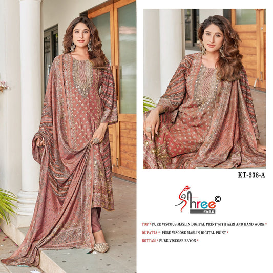 Kt-238-A Shree Fabs Printed Karachi Unstitched Suits