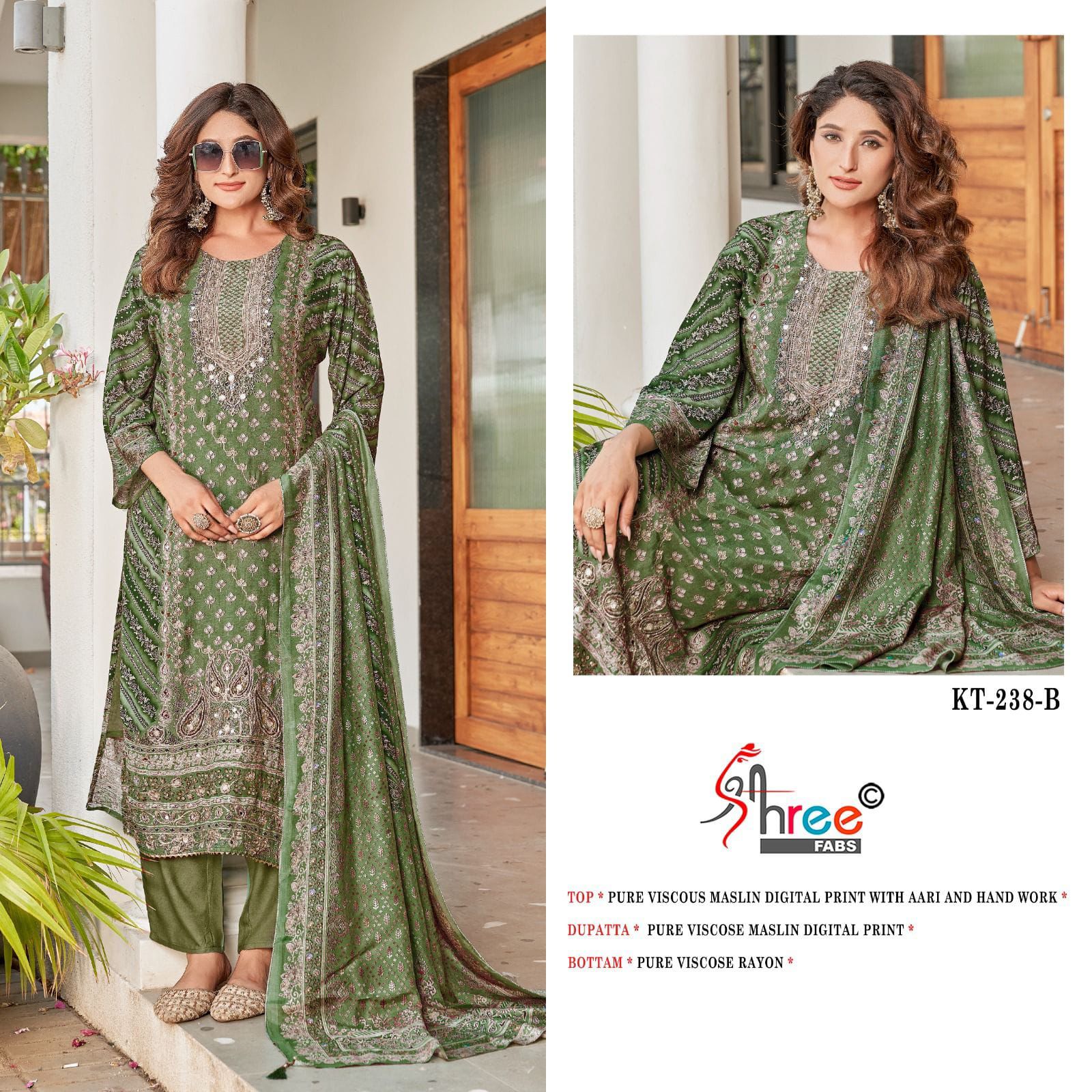 Kt-238-B Shree Fabs Printed Karachi Unstitched Suits