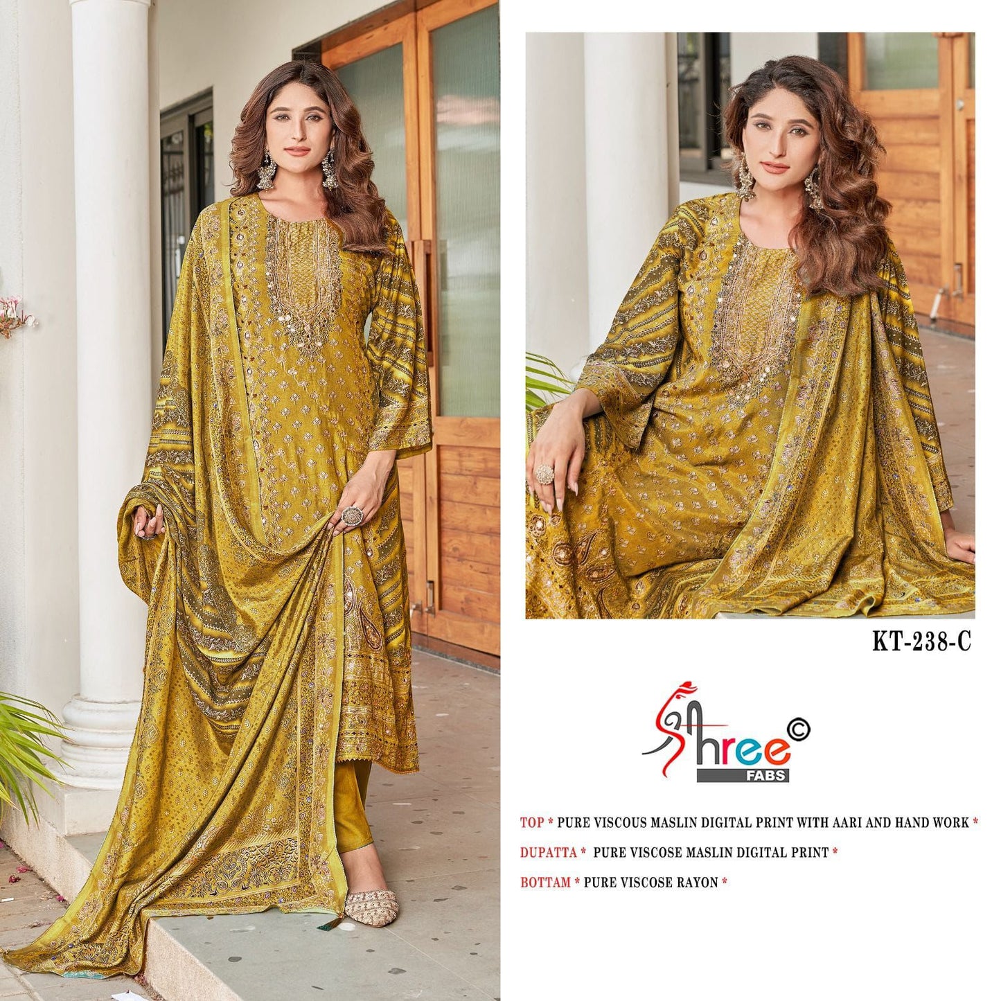 Kt-238-C Shree Fabs Printed Karachi Unstitched Suits