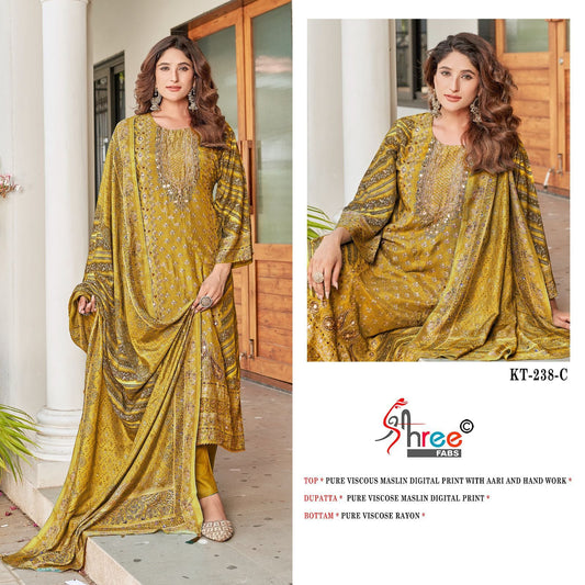 Kt-238-C Shree Fabs Printed Karachi Unstitched Suits