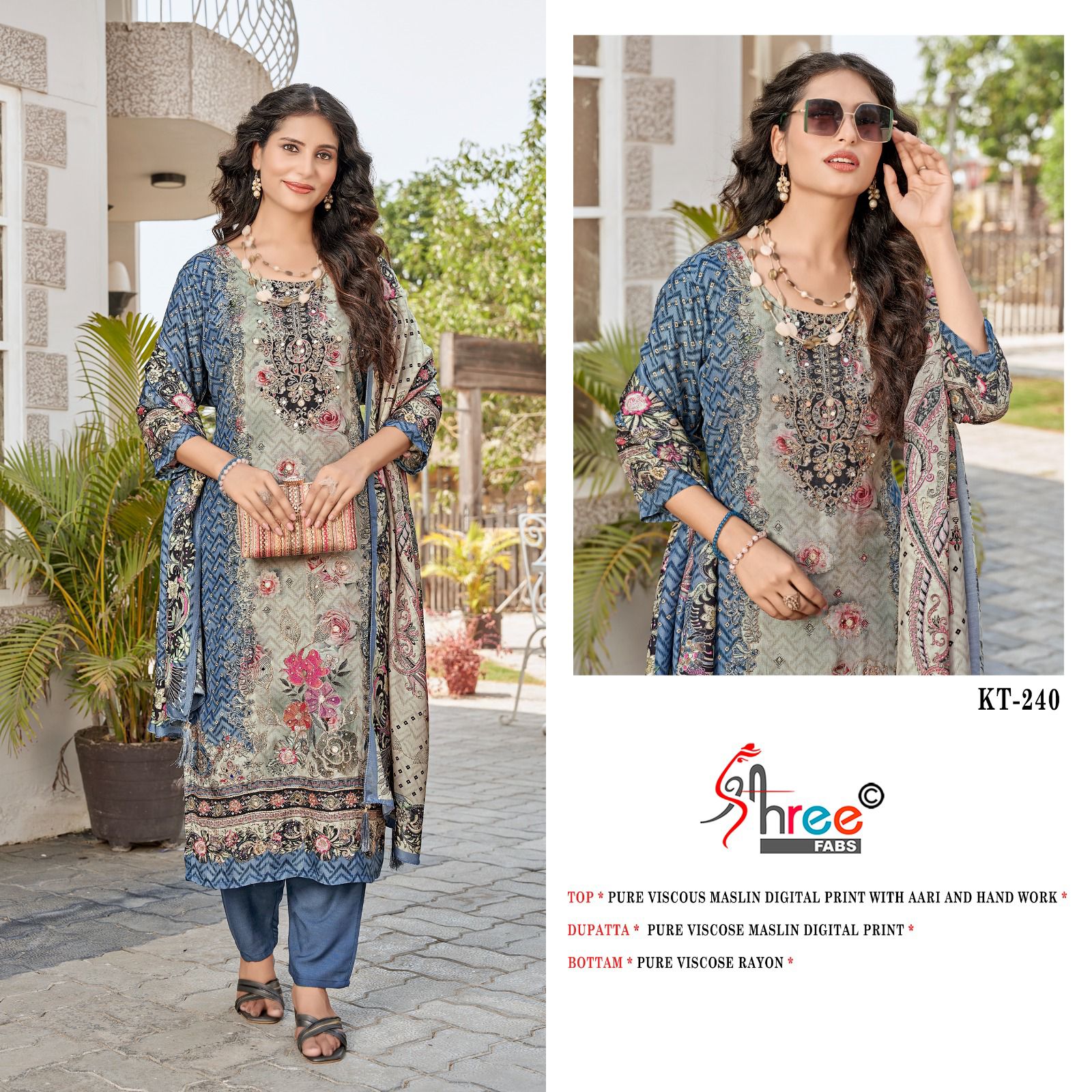 Kt-240 Shree Fabs Pure Viscose Pakistani Salwar Suits