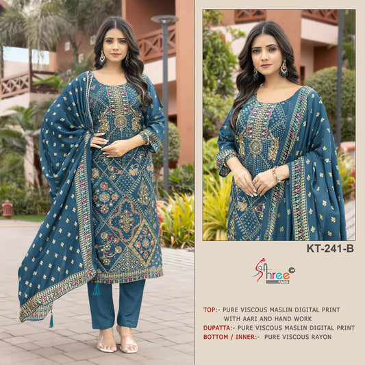 Kt-241-B Shree Fabs Printed Karachi Unstitched Suits
