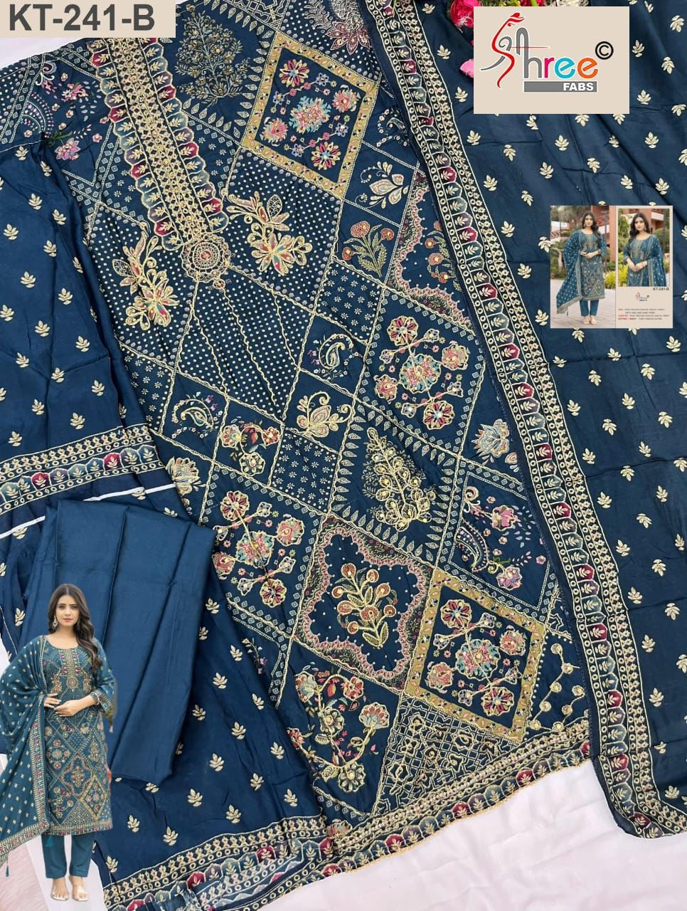 Kt-241-B Shree Fabs Printed Karachi Unstitched Suits