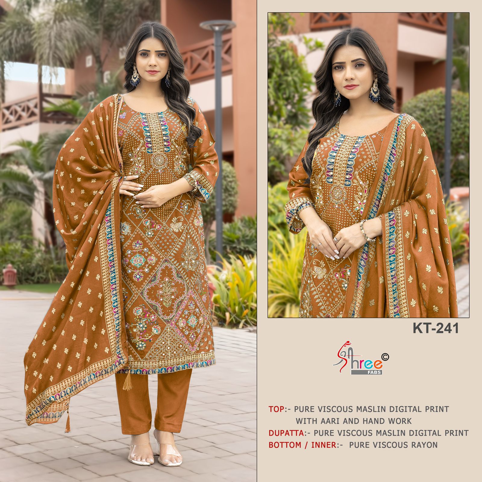 Kt-241 Shree Fabs Printed Karachi Unstitched Suits