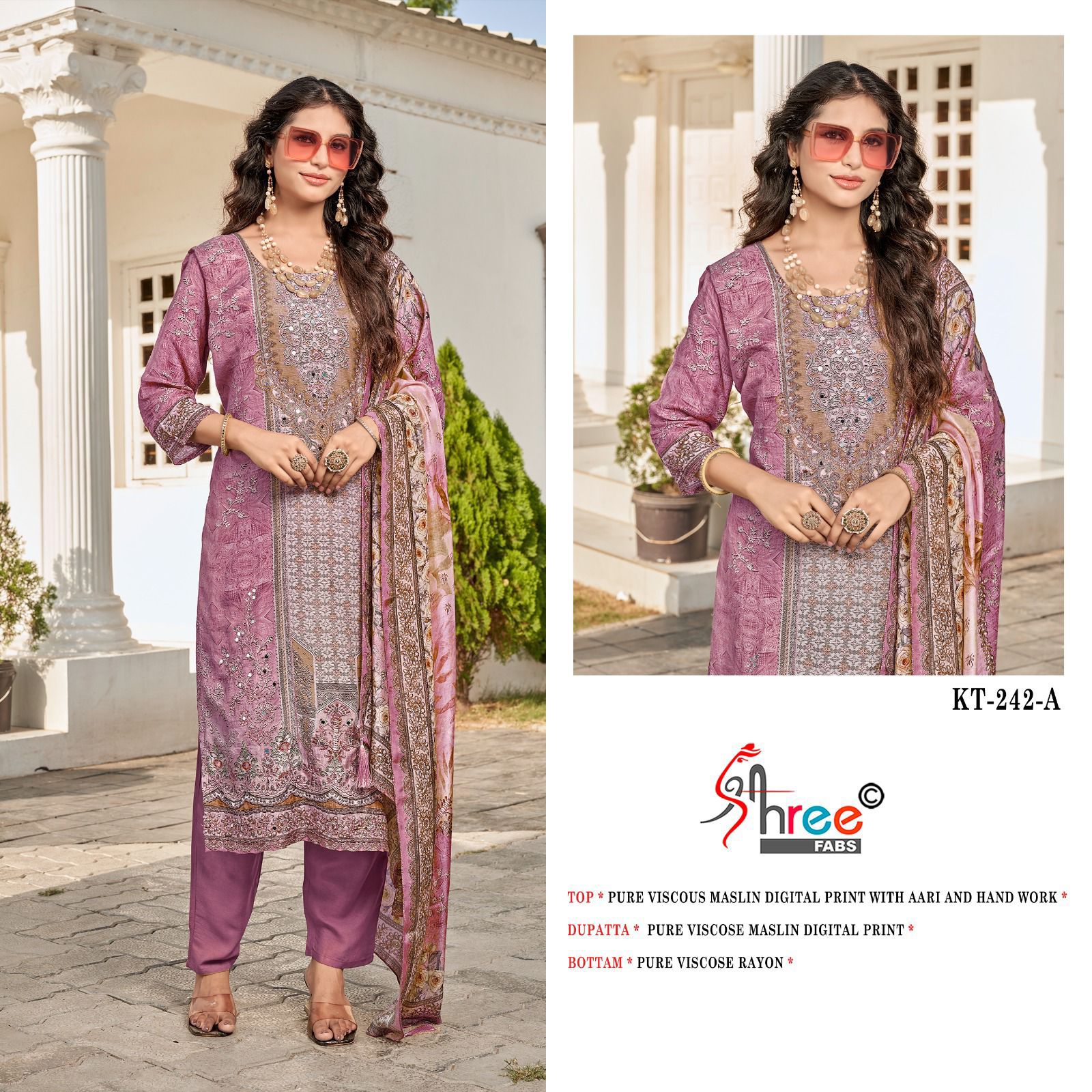 Kt-242 A Shree Fabs Printed Karachi Unstitched Suits
