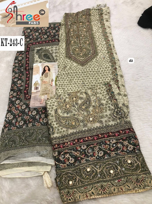Kt-243-C Shree Fabs Pure Viscose Karachi Unstitched Suits