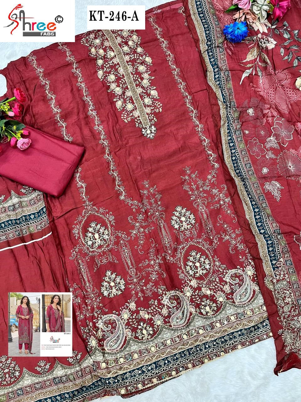 Kt-246-A Shree Fabs Viscose Karachi Unstitched Suits