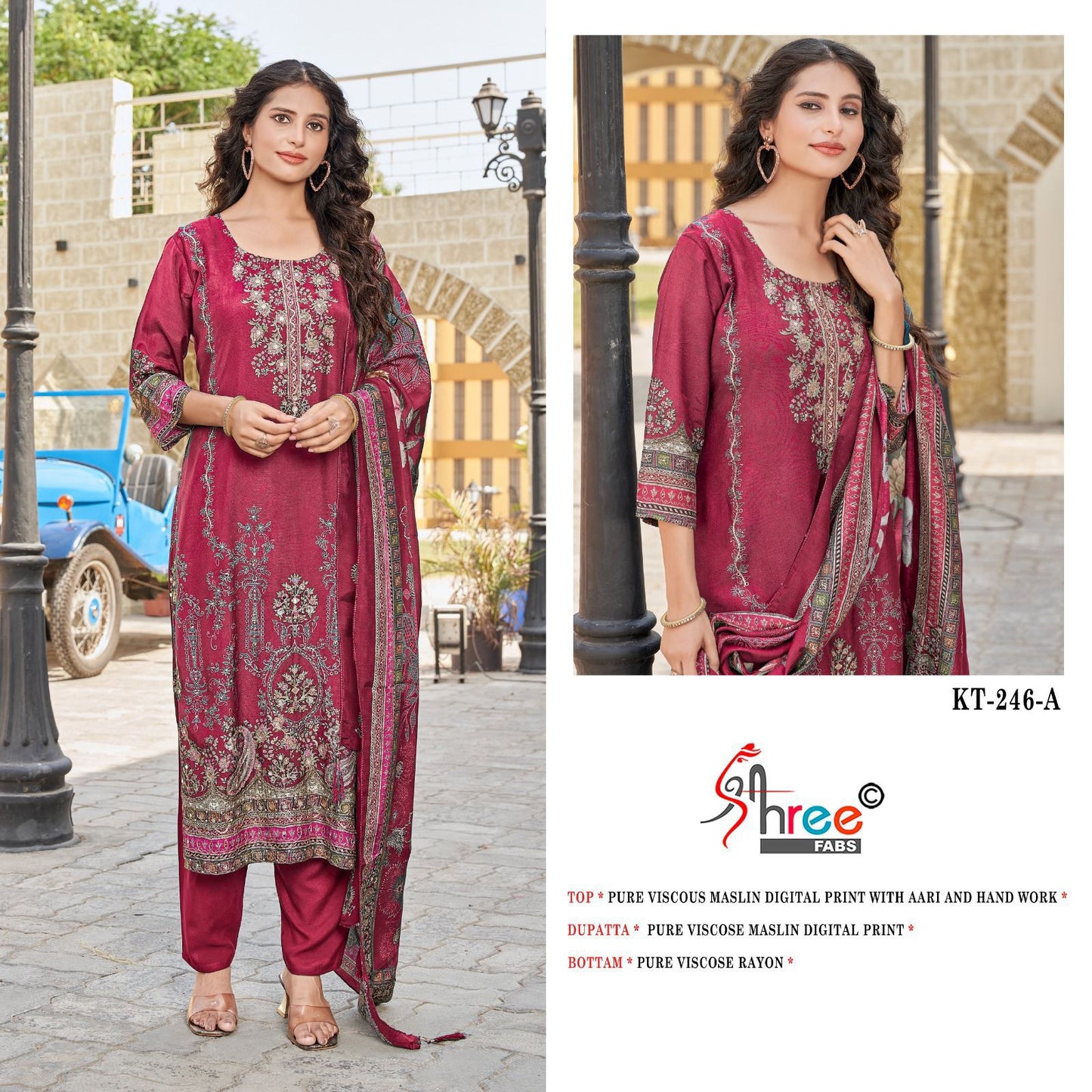 Kt-246-A Shree Fabs Viscose Karachi Unstitched Suits