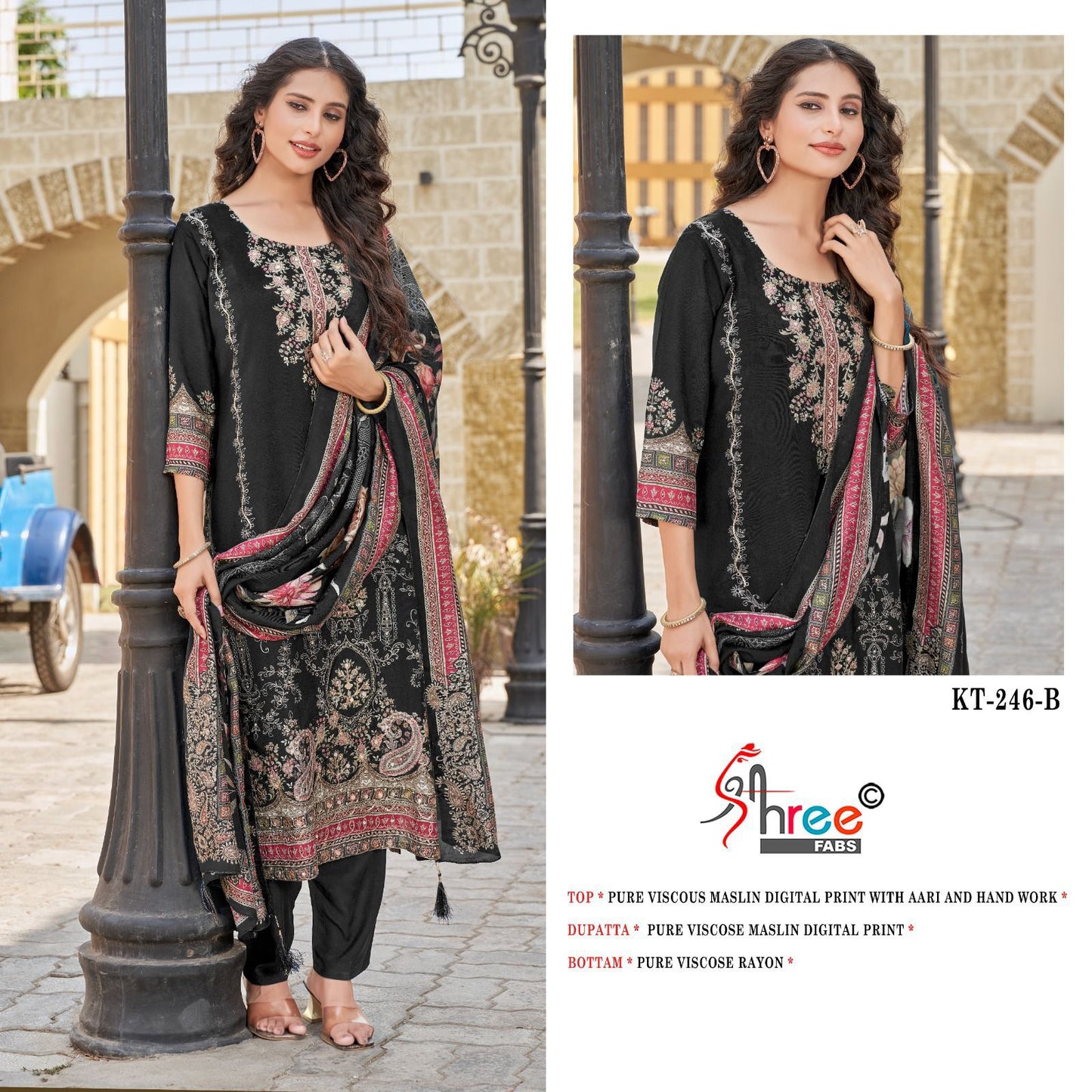 Kt-246-B Shree Fabs Viscose Karachi Unstitched Suits