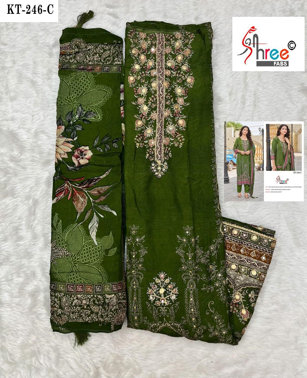 Kt-246-C Shree Fabs Viscose Karachi Unstitched Suits