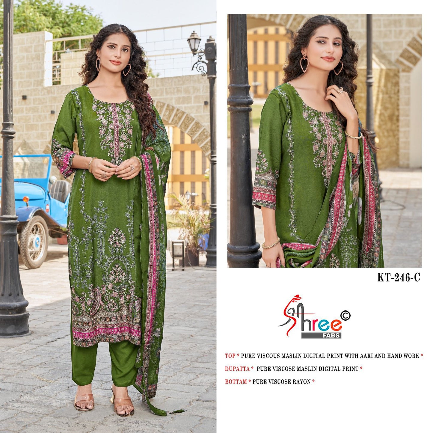 Kt-246-C Shree Fabs Viscose Karachi Unstitched Suits