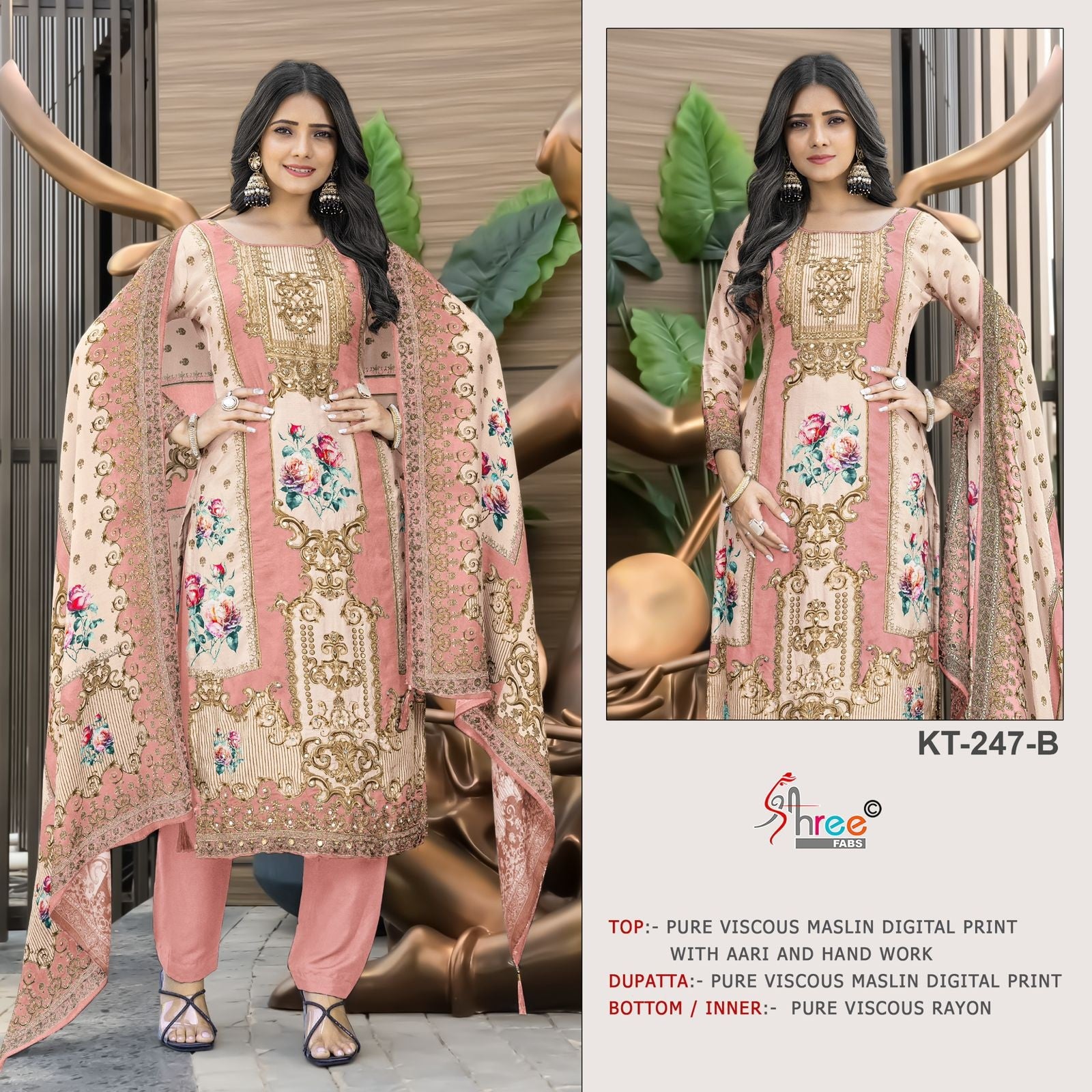 Kt-247-B Shree Fabs Printed Karachi Unstitched Suits
