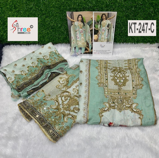 Kt-247-C Shree Fabs Printed Karachi Unstitched Suits