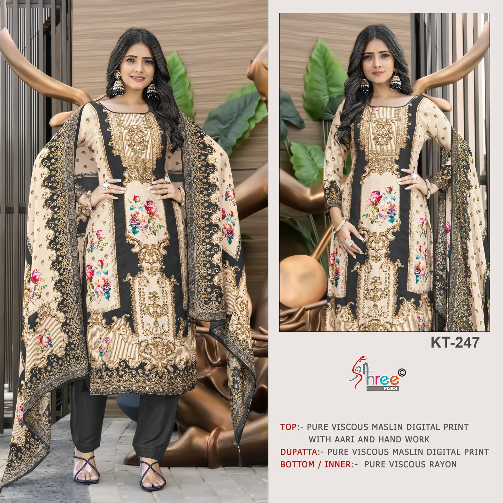 Kt-247 Shree Fabs Printed Karachi Unstitched Suits