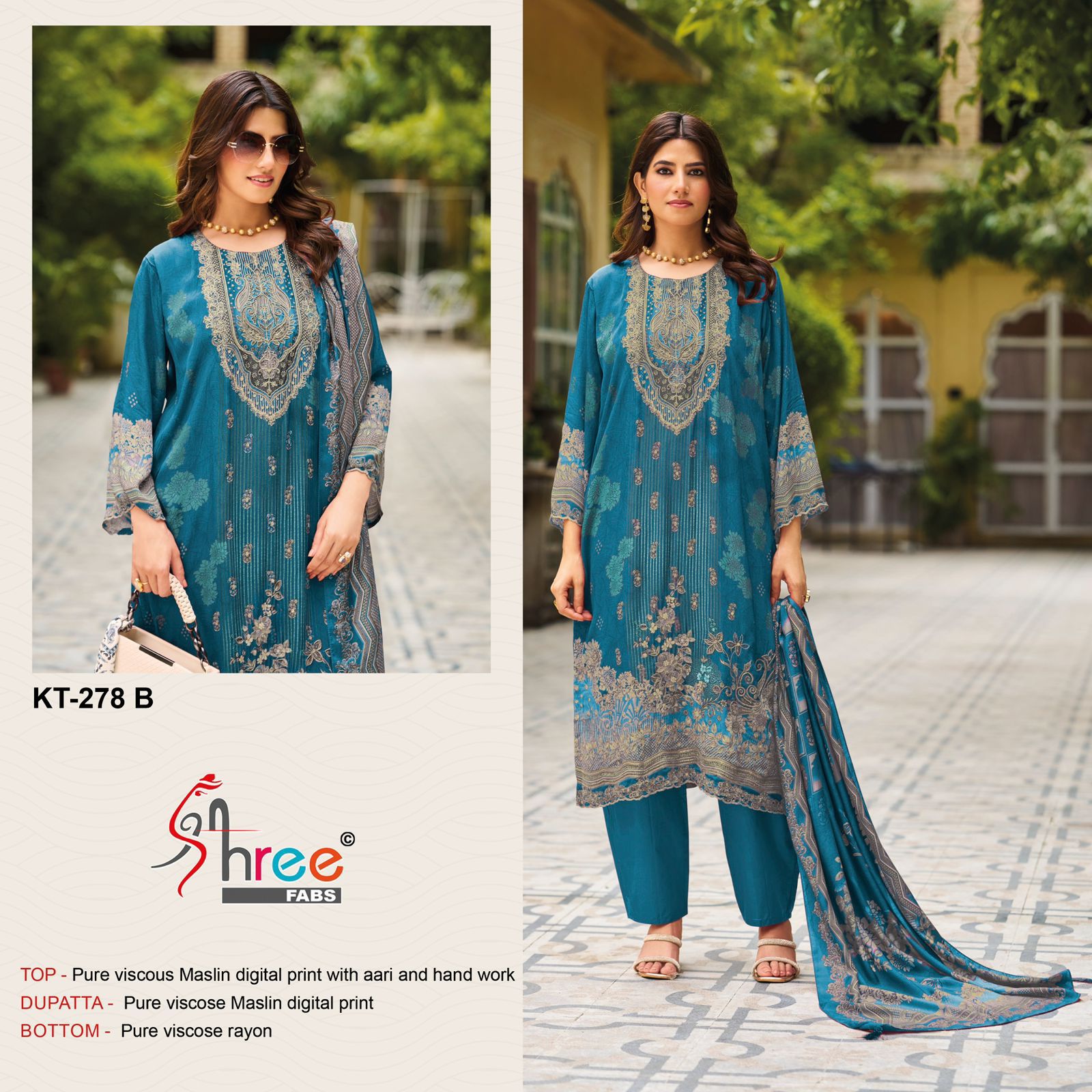 Kt-278 B Shree Fabs Printed Karachi Unstitched Suits