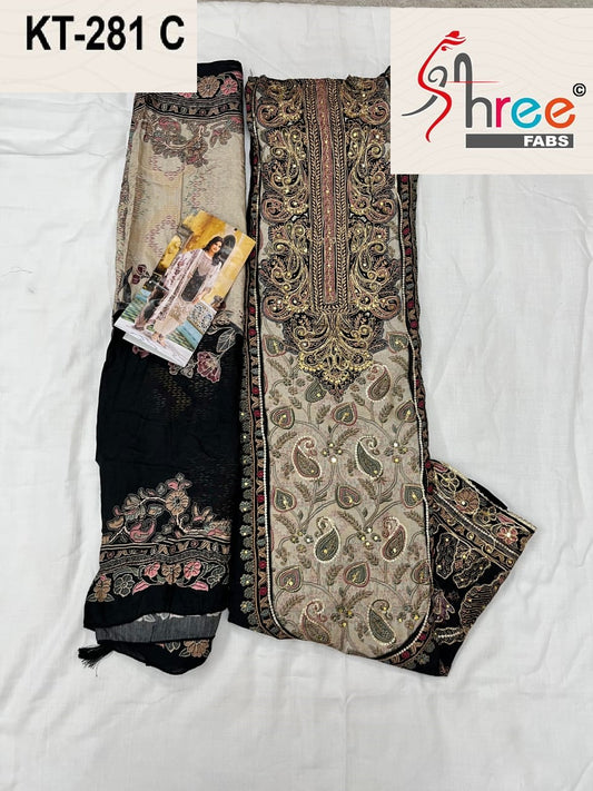 Kt-281 C Shree Fabs Printed Karachi Unstitched Suits