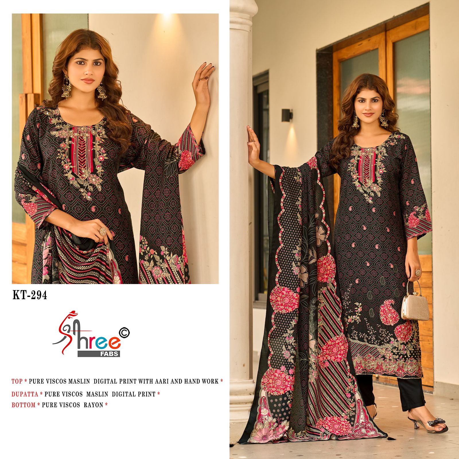 Kt-294 Shree Fabs Printed Karachi Unstitched Suits